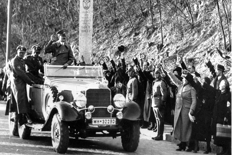 Adolf Hitler receives a rapturous reception as he arrives in Vienna following the Anschluss.