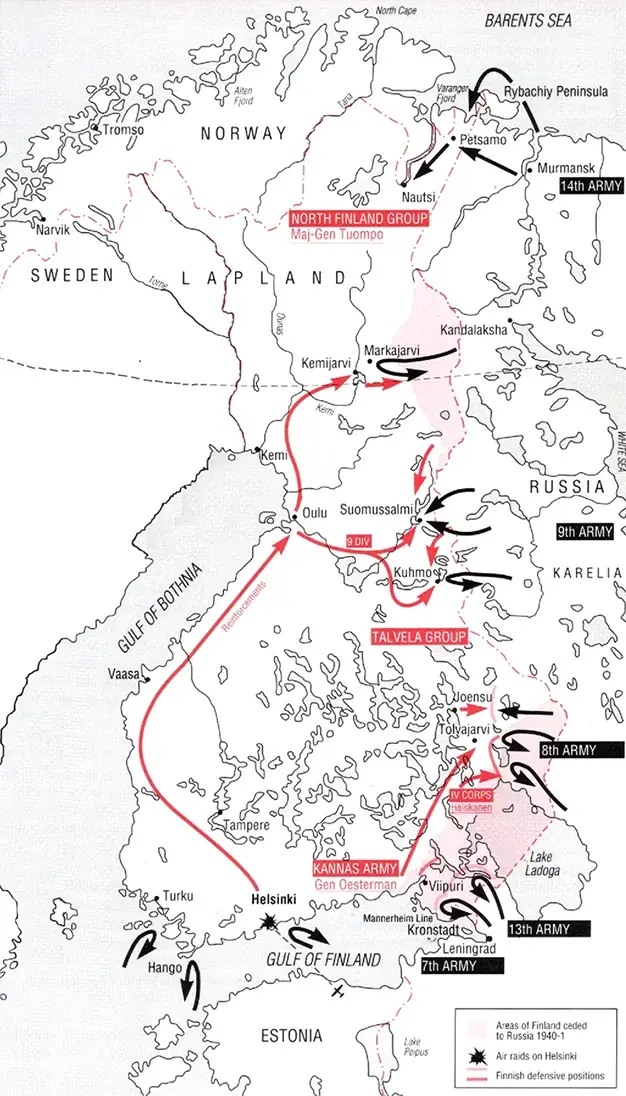 The Initial thrusts by the Soviets into Finland and the Finnish Counter moves which prevented the invasion from reaching its goals.